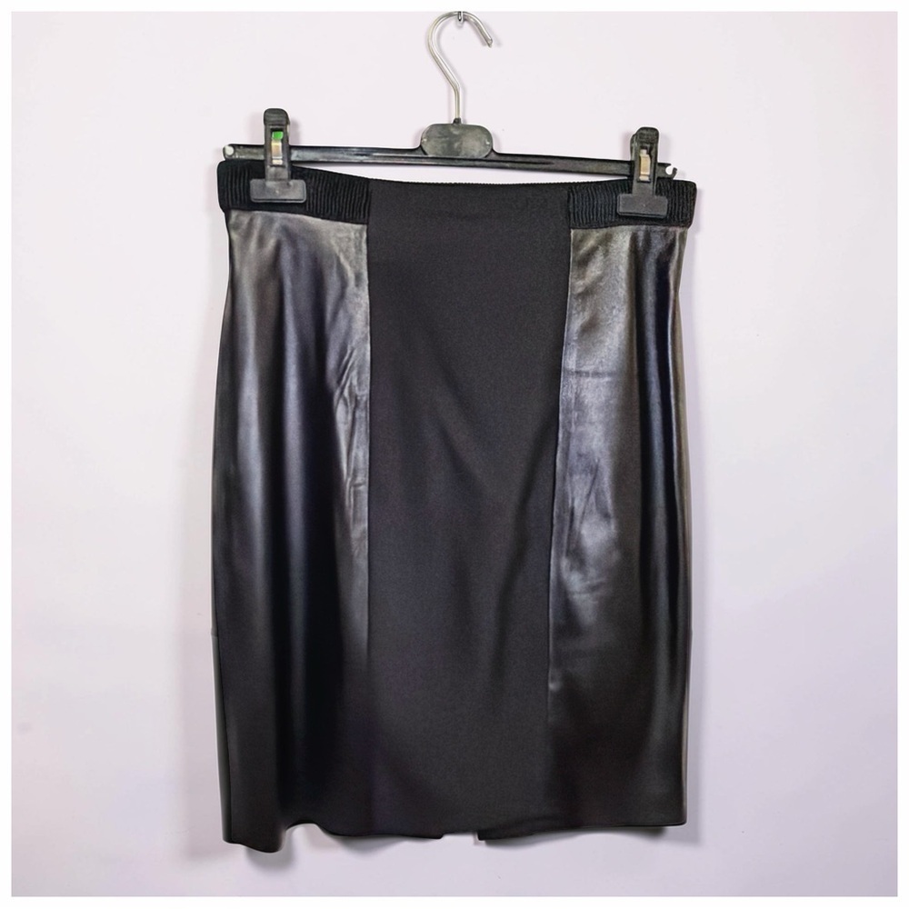 Tracy Reese Mixed Media Faux Leather Skirt | Panel Modern Minimalist | Size 8|